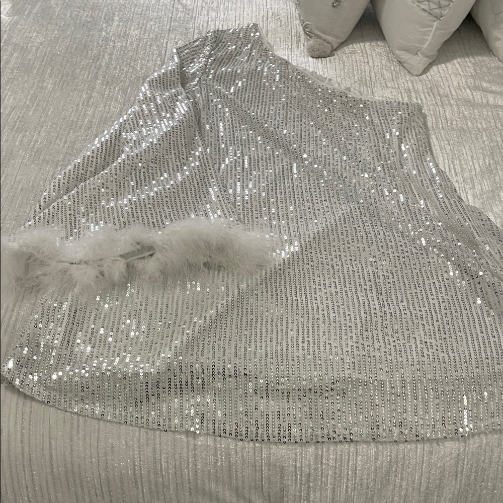 SHEIN Silver Sequin Midi Dress